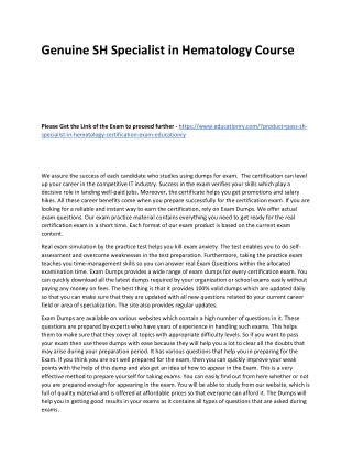 genuine sh specialist in hematology course