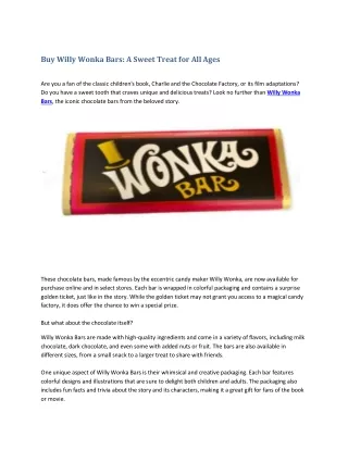 Buy Willy Wonka Bars A Sweet Treat for All Ages