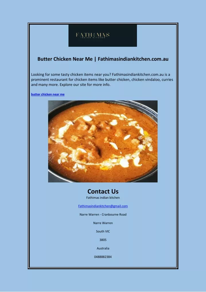 butter chicken near me fathimasindiankitchen