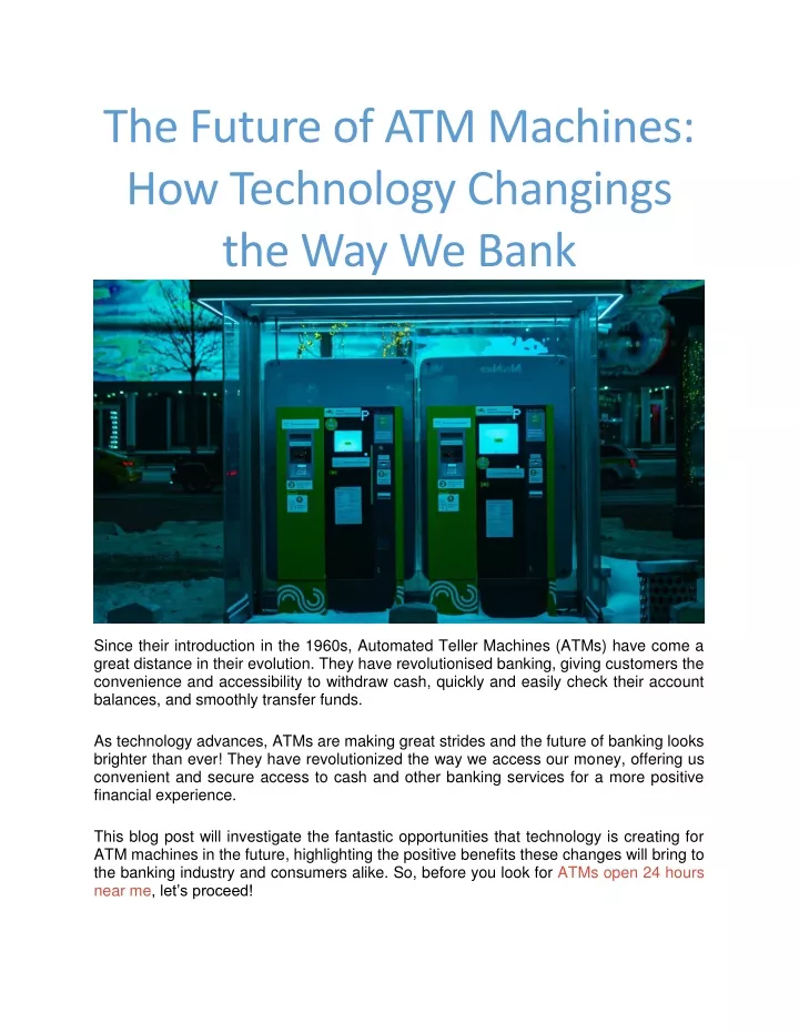 the future of atm machines how technology