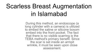 Scarless Breast Augmentation in Islamabad