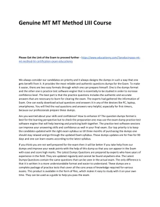 genuine mt mt method liii course