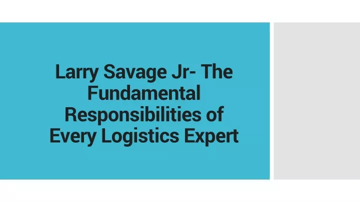 larry savage jr the fundamental responsibilities of every logistics expert