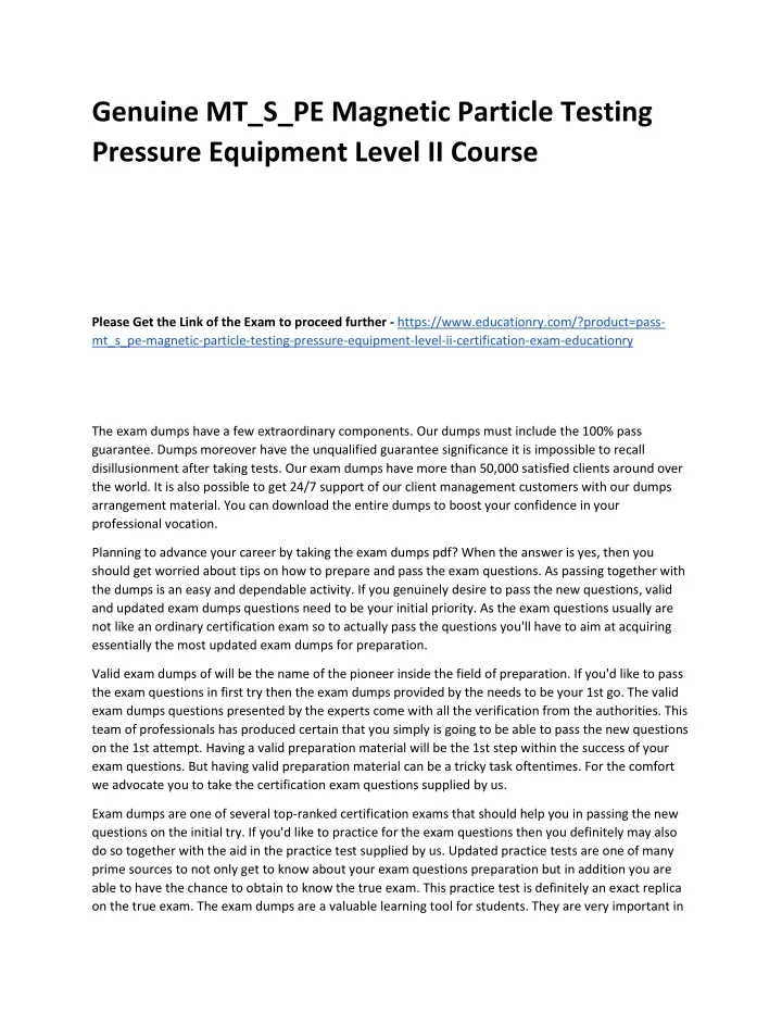 genuine mt s pe magnetic particle testing