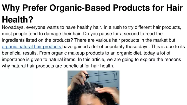 why prefer organic based products for hair health