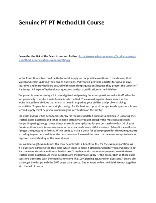 genuine pt pt method liii course