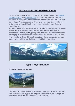 Glacier National Park Day Hikes