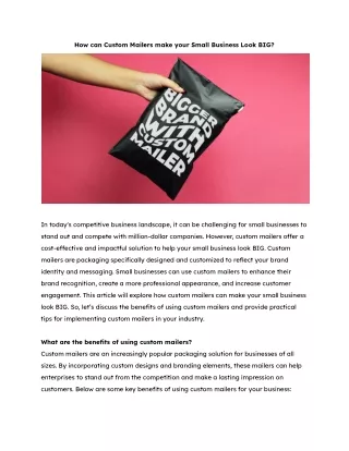 How can custom mailers make your small business look BIG