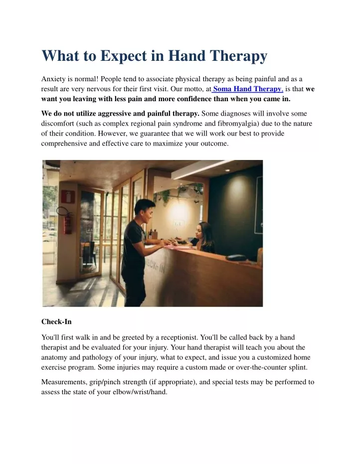 what to expect in hand therapy