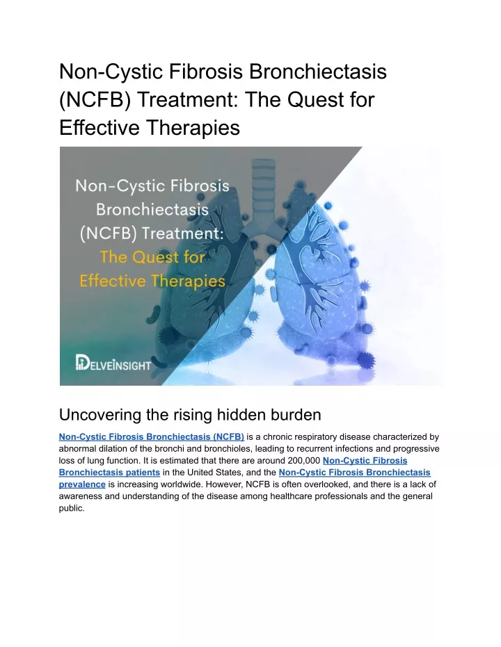 non cystic fibrosis bronchiectasis ncfb treatment