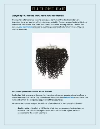 Everything You Need to Know About Raw Hair Frontals