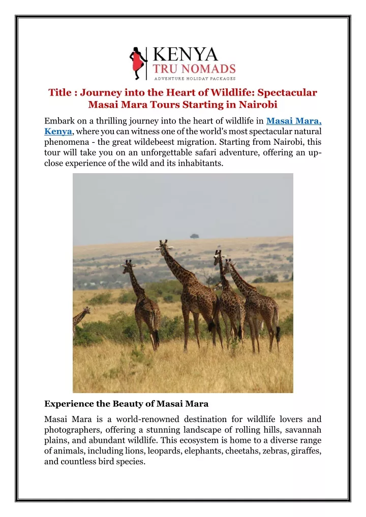 title journey into the heart of wildlife