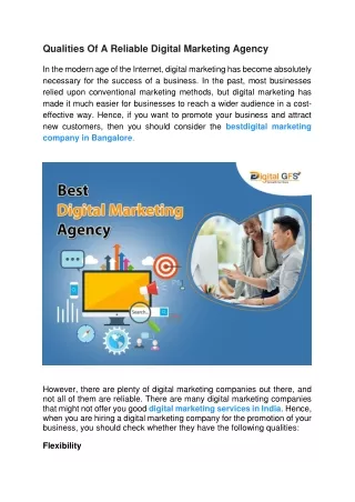 Qualities Of A Reliable Digital Marketing Agency