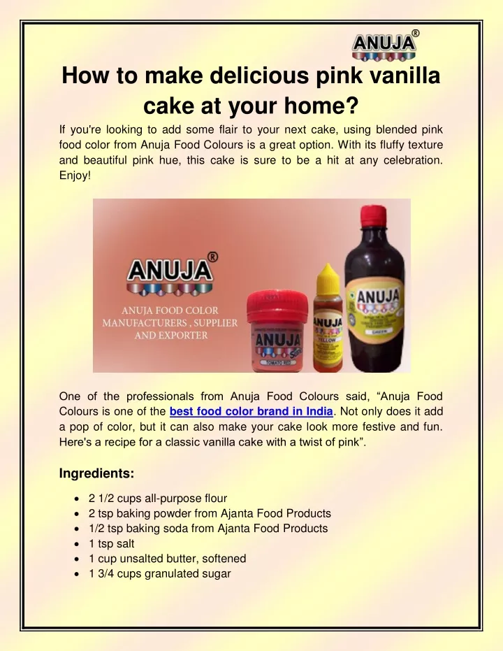 how to make delicious pink vanilla cake at your