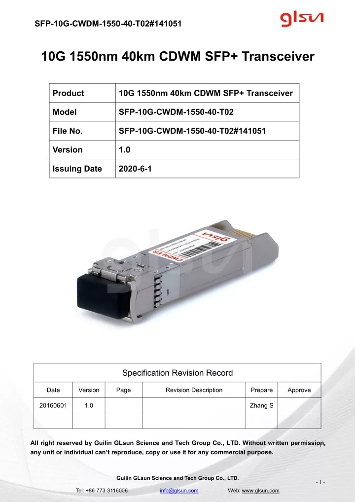 sfp 10g cwdm 1550 40 t02 141051