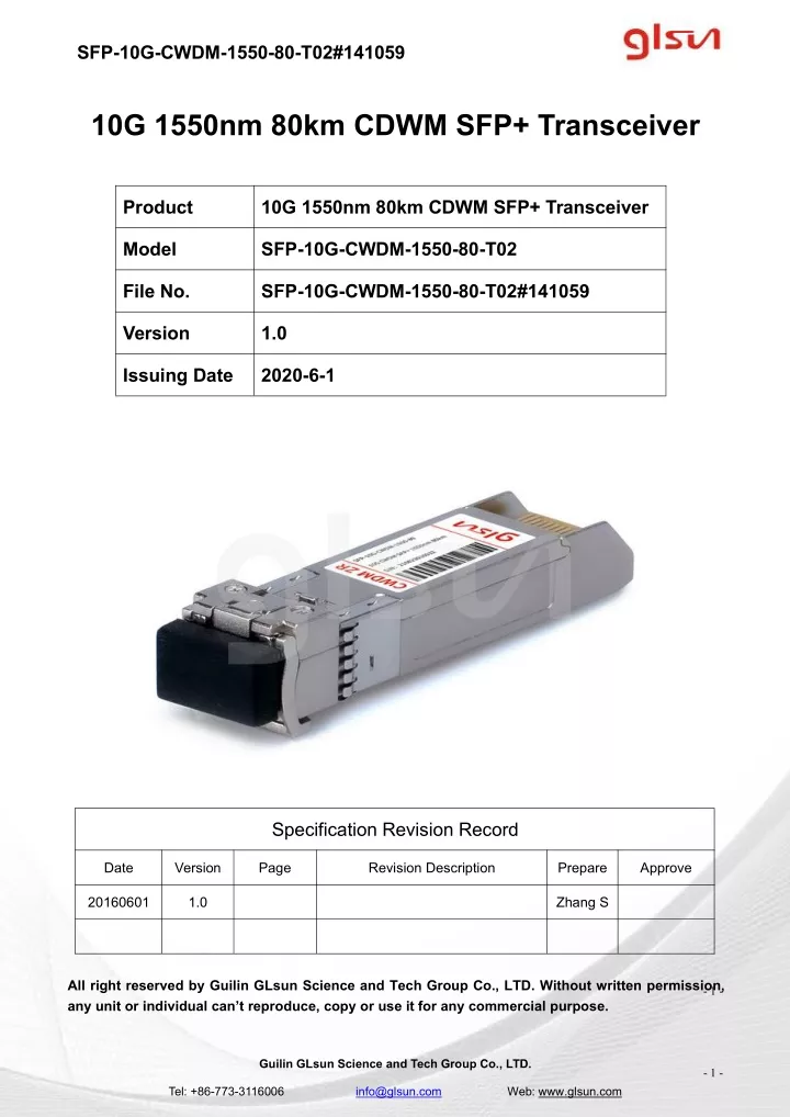 sfp 10g cwdm 1550 80 t02 141059