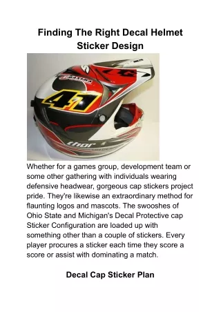 finding the right decal helmet sticker design