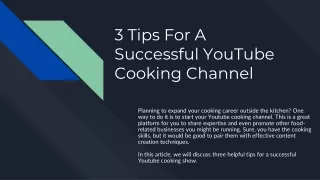 3 Tips For A Successful YouTube Cooking Channel