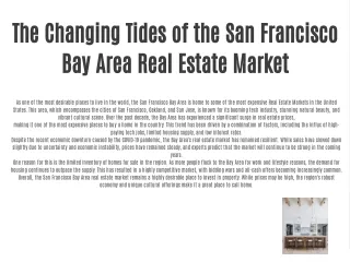 The Changing Tides of the San Francisco Bay Area Real Estate Market