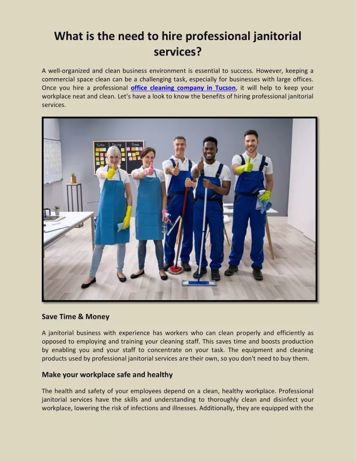 what is the need to hire professional janitorial