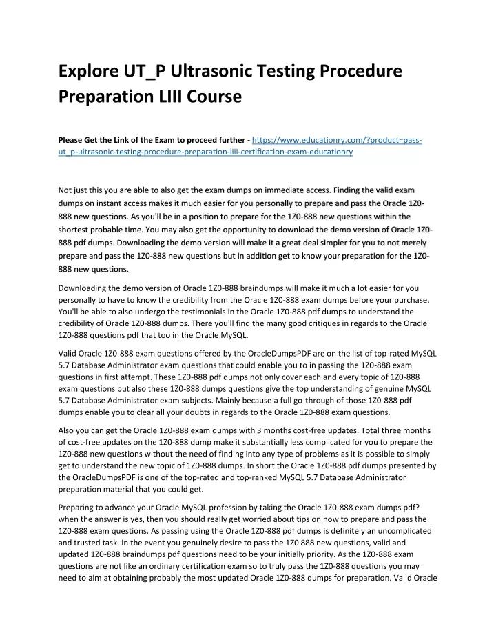 explore ut p ultrasonic testing procedure