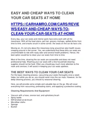 EASY AND CHEAP WAYS TO CLEAN YOUR CAR SEATS AT HOME