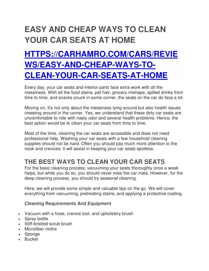 easy and cheap ways to clean your car seats