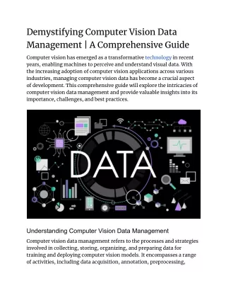 Demystifying Computer Vision Data Management | A Comprehensive Guide