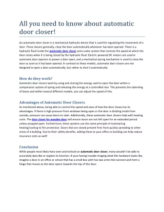 All you need to know about automatic door closer