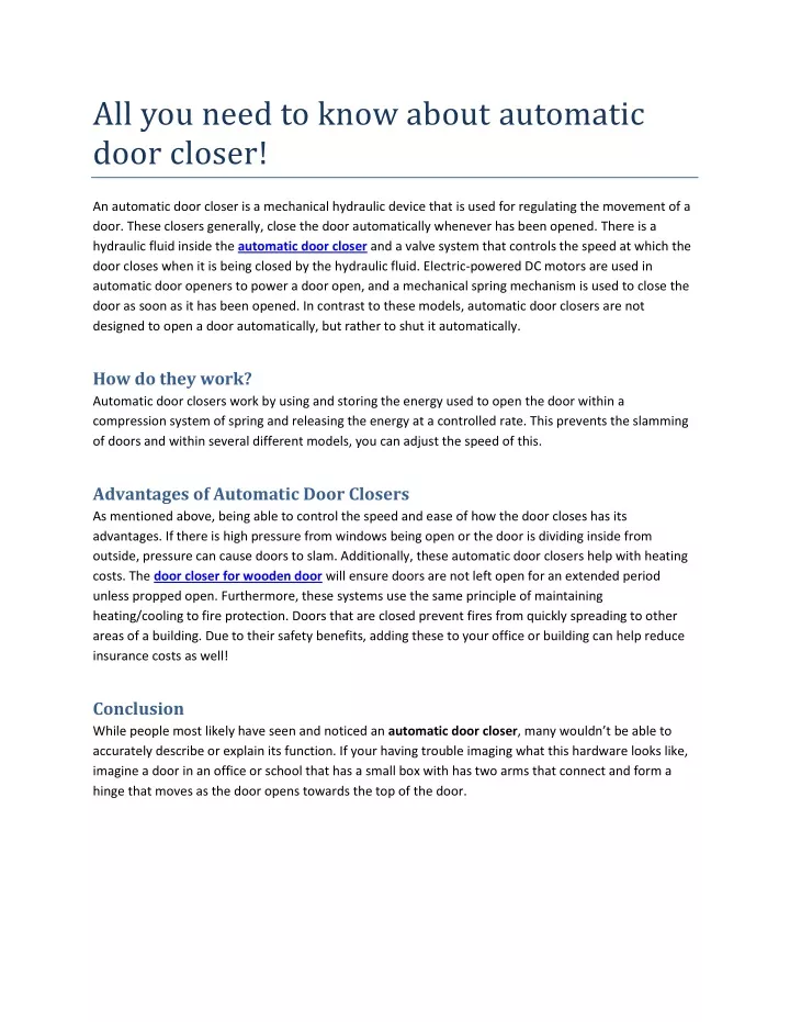 all you need to know about automatic door closer