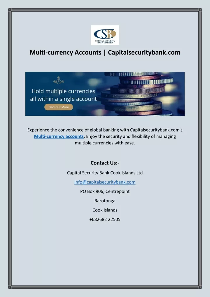 multi currency accounts capitalsecuritybank com