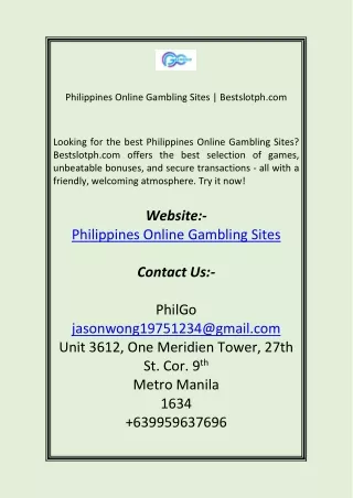 Philippines Online Gambling Sites Bestslotph com
