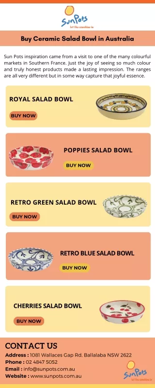 Buy Ceramic Salad Bowl in Australia