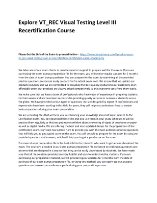 explore vt rec visual testing level