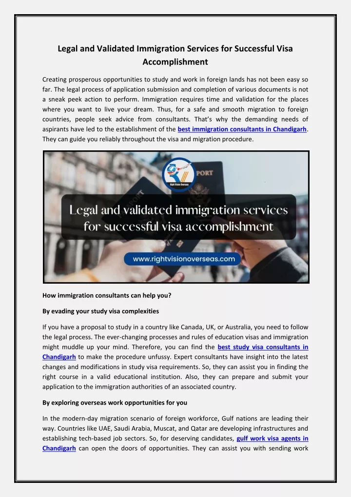 legal and validated immigration services