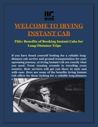 welcome to irving instant cab