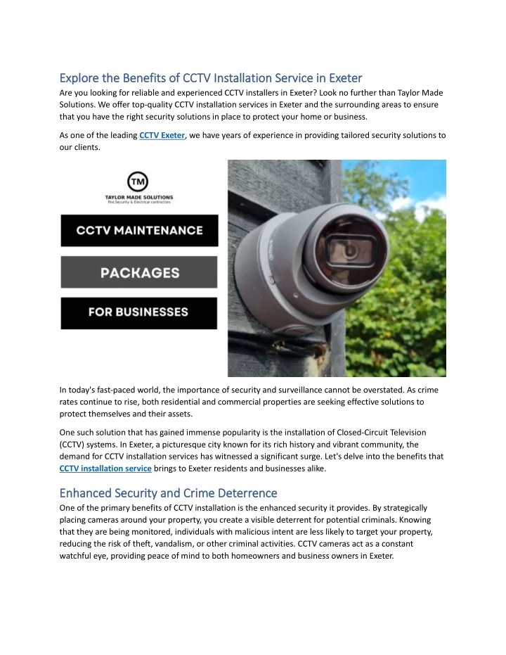 explore the benefits of cctv installation service