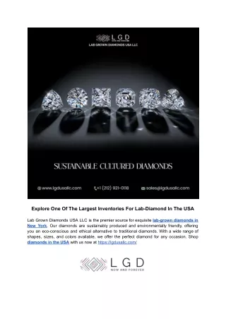 Explore One Of The Largest Inventories For Lab-Diamond In The USA