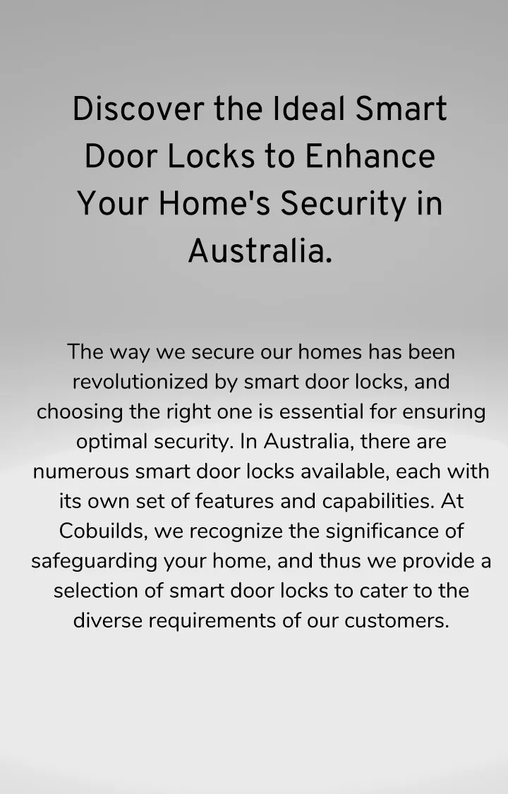 discover the ideal smart door locks to enhance