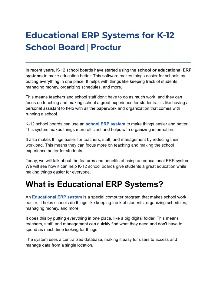 educational erp systems for k 12 school board