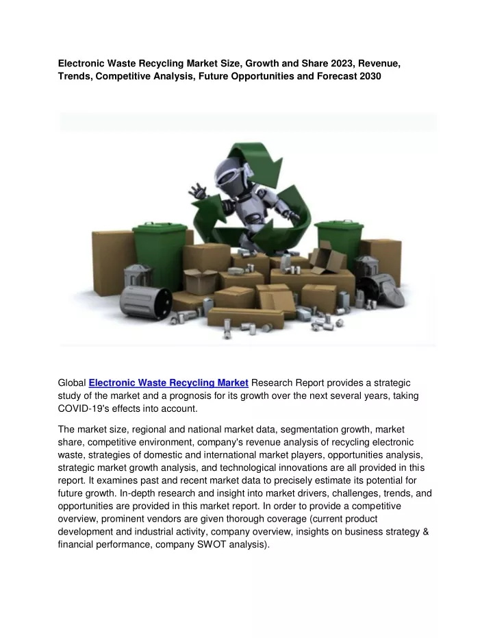 electronic waste recycling market size growth