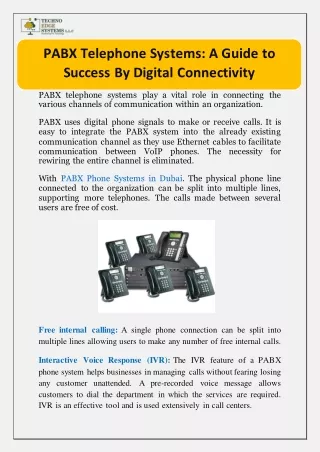 PABX Telephone Systems: A Guide to Success By Digital Connectivity