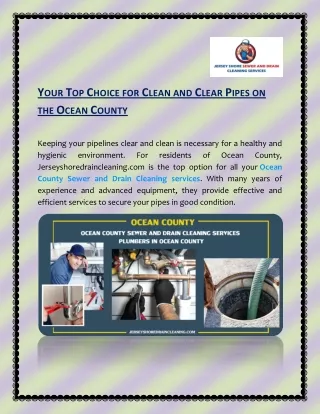 Your Top Choice for Clean and Clear Pipes on the Ocean County