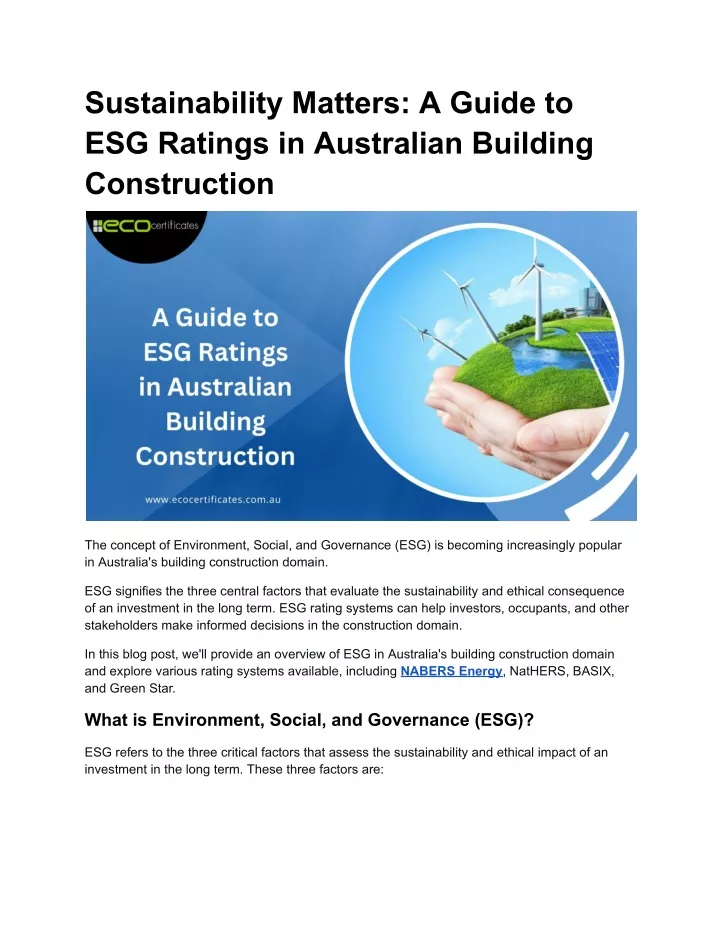 sustainability matters a guide to esg ratings