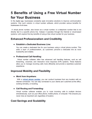 5 benefits of using a free virtual number