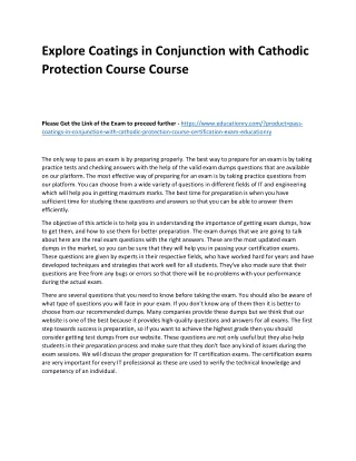 explore coatings in conjunction with cathodic