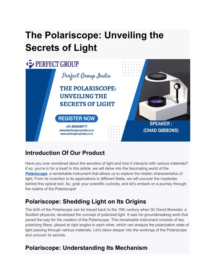 the polariscope unveiling the secrets of light