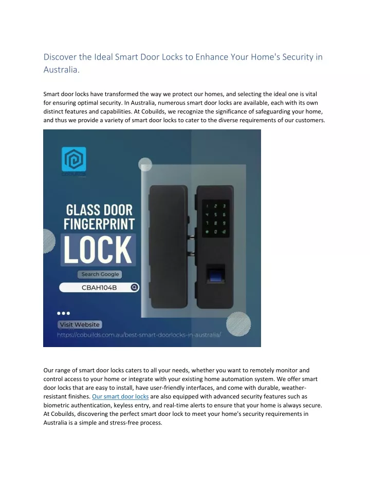 discover the ideal smart door locks to enhance