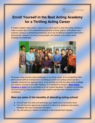 Best Acting School in Delhi