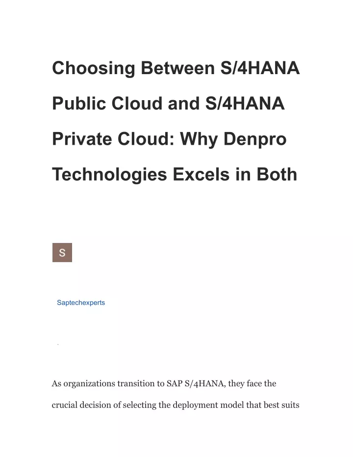 choosing between s 4hana